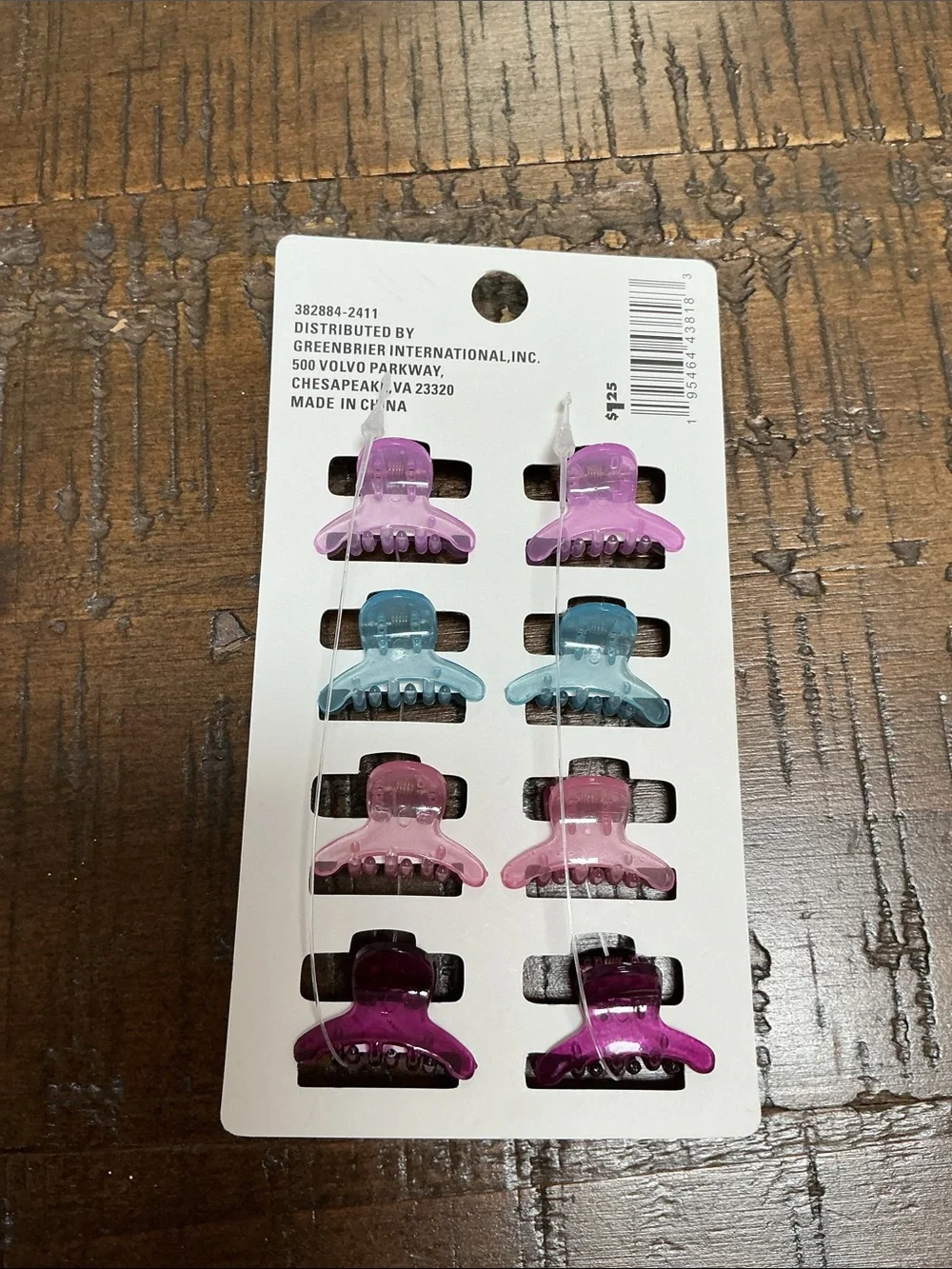 8-Pack Kids Hair Claw Clips in Purple, Pink & Blue